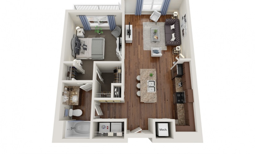 A1.2 - 1 bedroom floorplan layout with 1 bathroom and 769 square feet