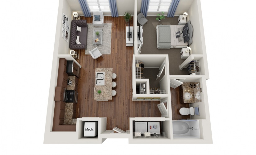 A2.2  - 1 bedroom floorplan layout with 1 bathroom and 780 square feet