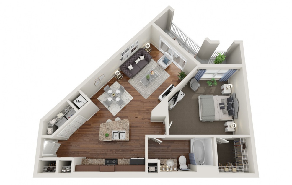 A3.1 - 1 bedroom floorplan layout with 1 bath and 804 square feet.