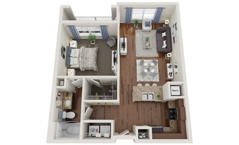 A4.1  - 1 bedroom floorplan layout with 1 bathroom and 814 square feet