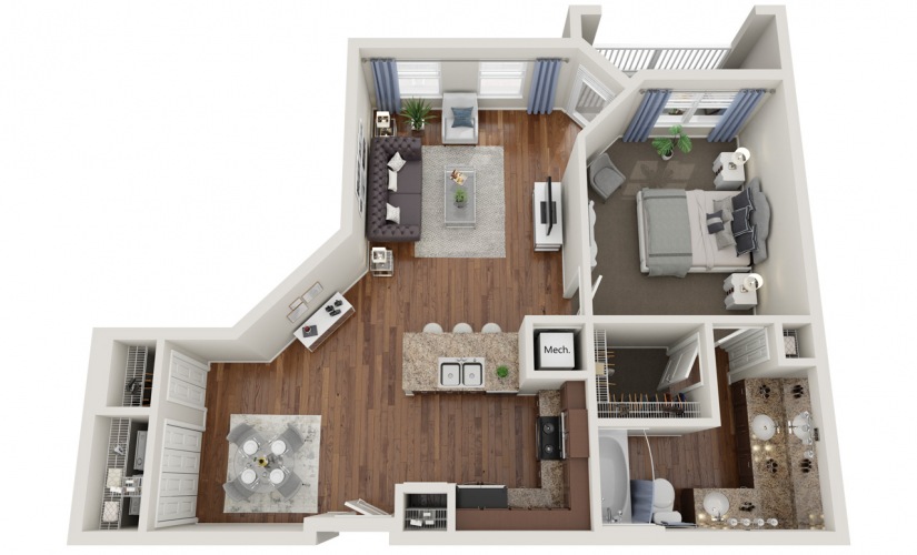 A5.1  - 1 bedroom floorplan layout with 1 bathroom and 876 square feet